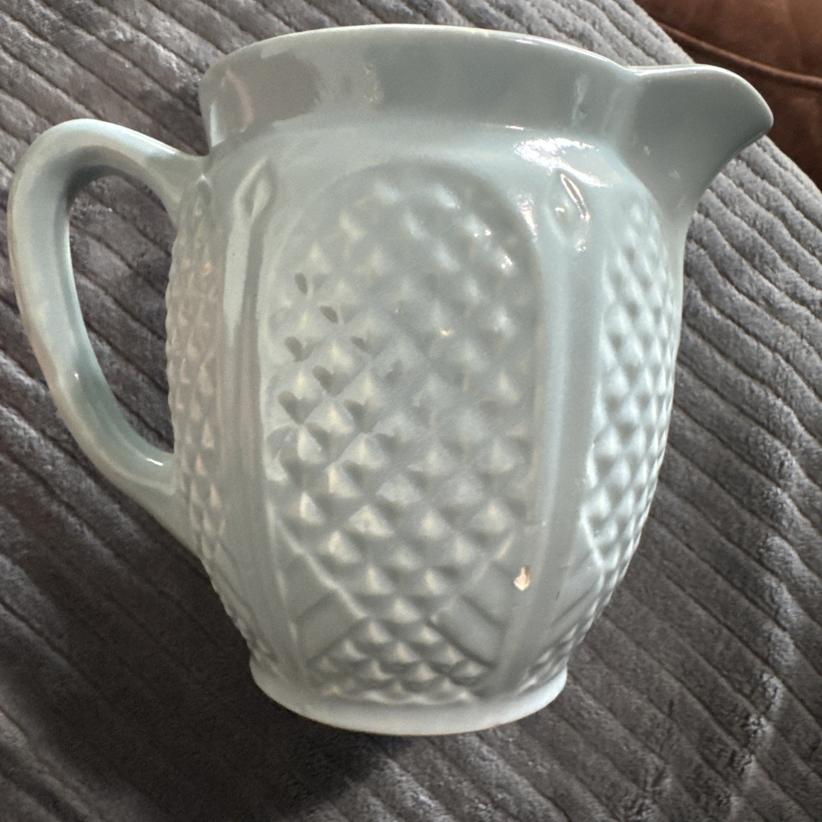 Crown Blue Roseville Diamond Pitcher 1940s Robinson Ransbottom Pottery Vintage