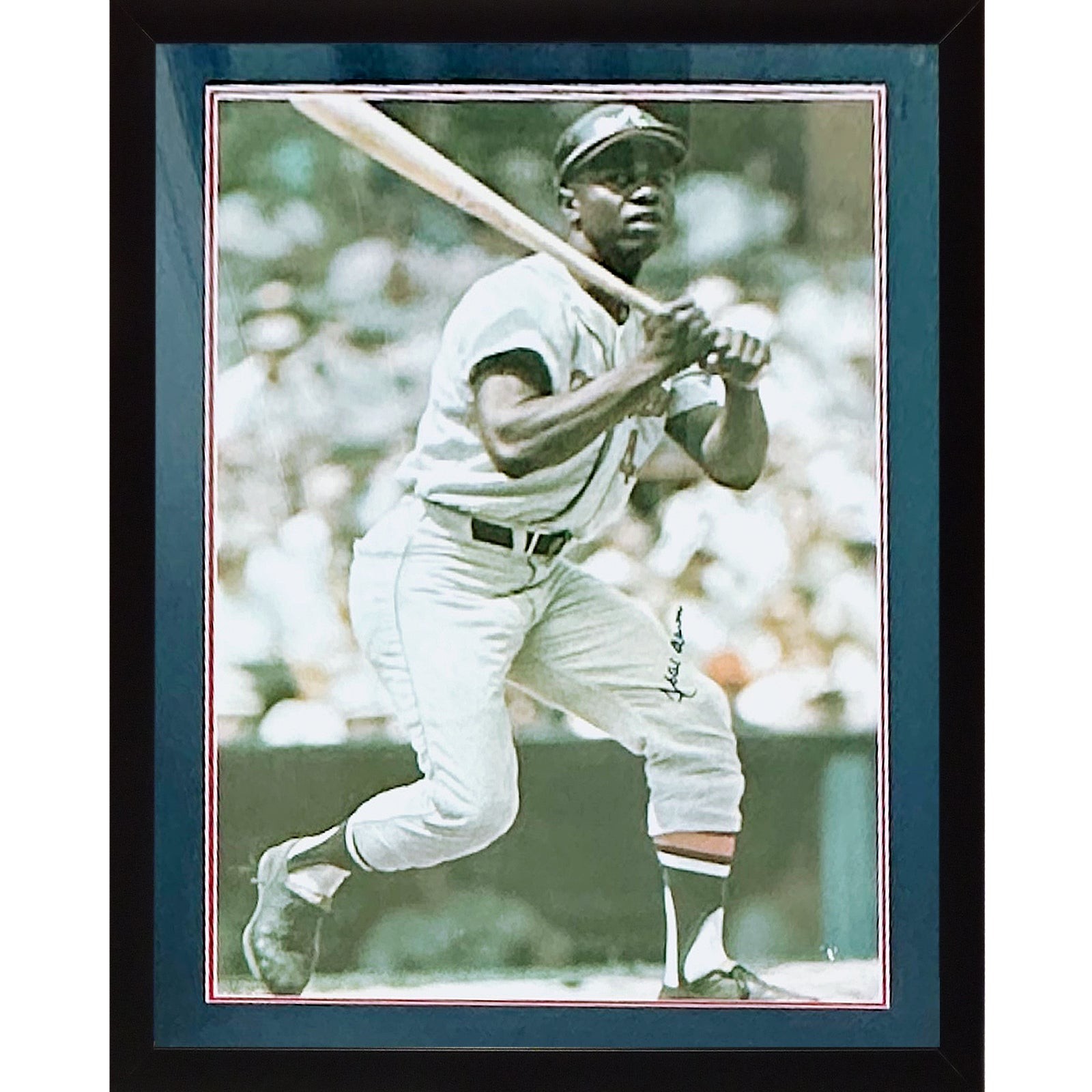 Hank Aaron Autographed Atlanta Braves 1968 Vintage SI Deluxe Framed Large Poster