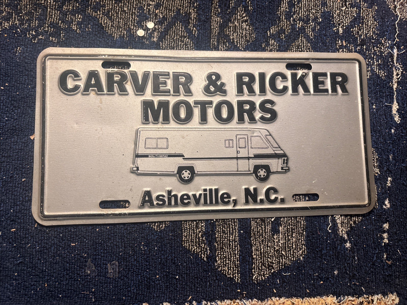 Metal Dealership License Plate Carver & Ricker Motors Asheville NC