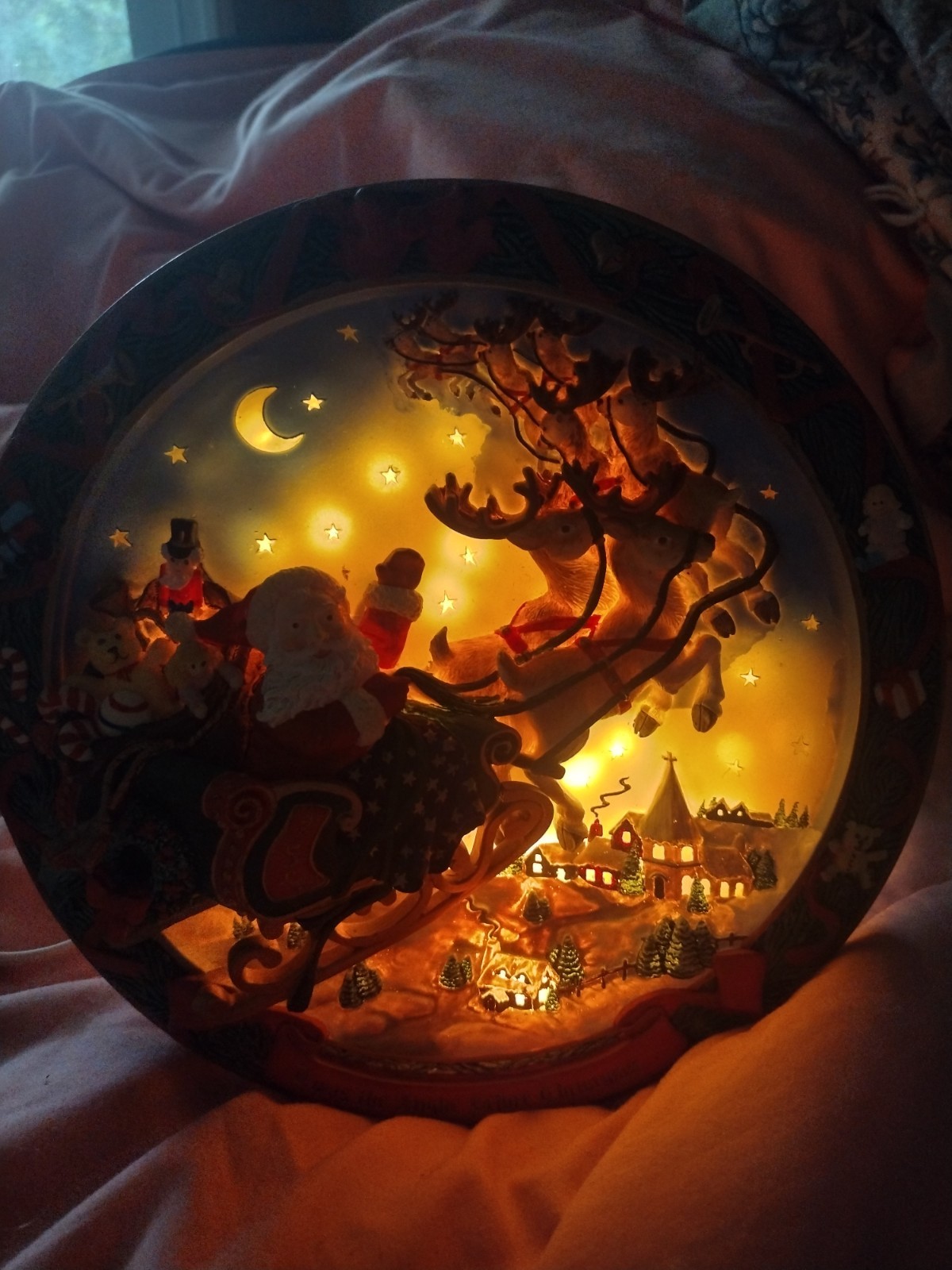 Vtg The Bradford Exchange 1994 Light Up Christmas  Plate “A Visit From St. Nick”