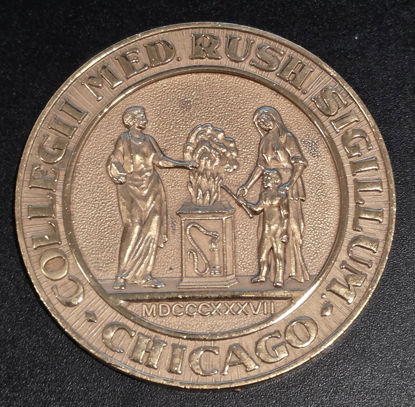 RUSH University Medical College Chicago Medal Medallion Paper Weight - RARE FIND