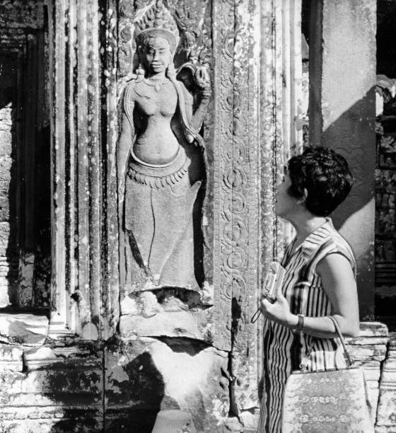 Writer Seiko Tanabe Visit The Angkor Wat Circa December In Ang 1964 Old Photo