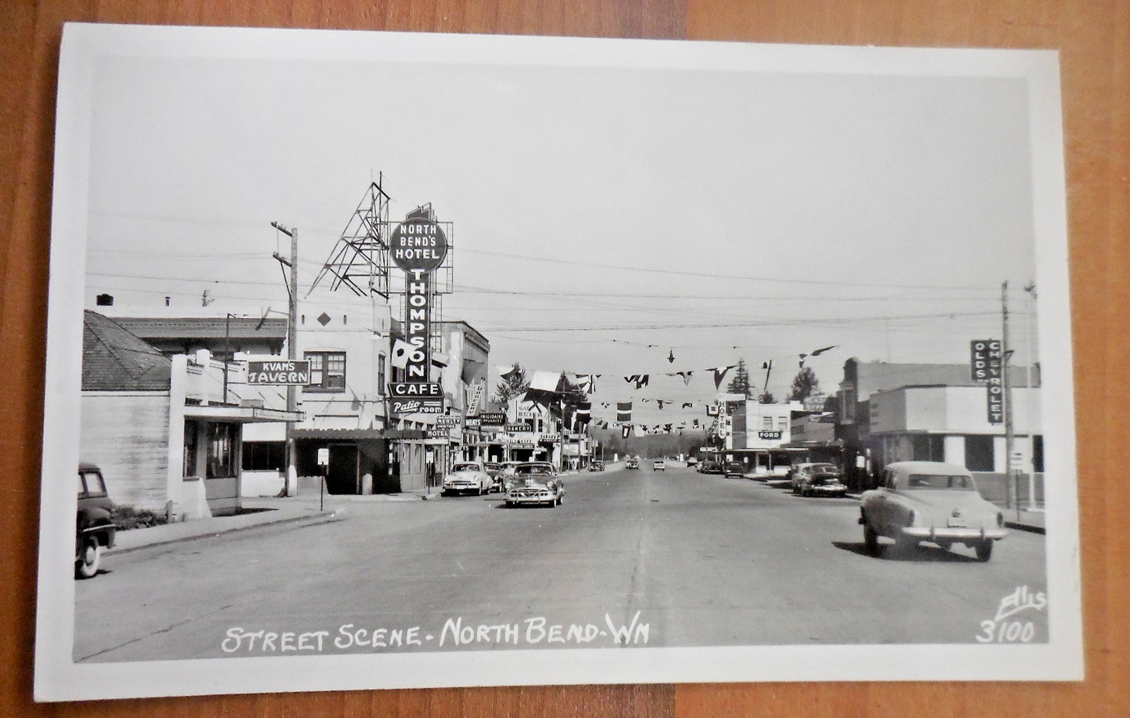 North Bend Washington Street Scene Hotel Cafe Ellis Real Photo Postcard RPPC