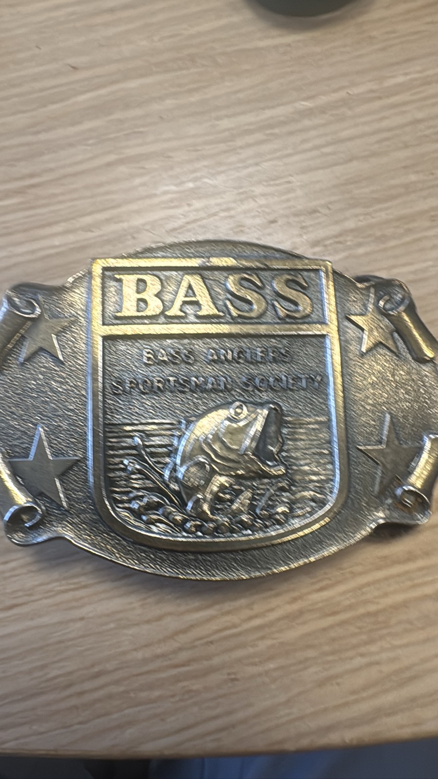 Bass Anglers Sportsman Society B.A.S.S. Brass Belt Buckle Fishing USA
