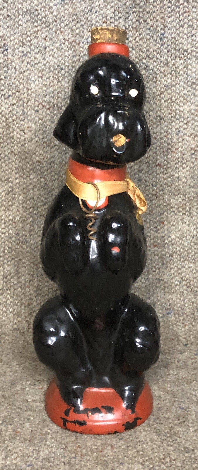 Cute Vintage 1940’s Garnier Liquor Black French Poodle Dog Decanter Cork Screw