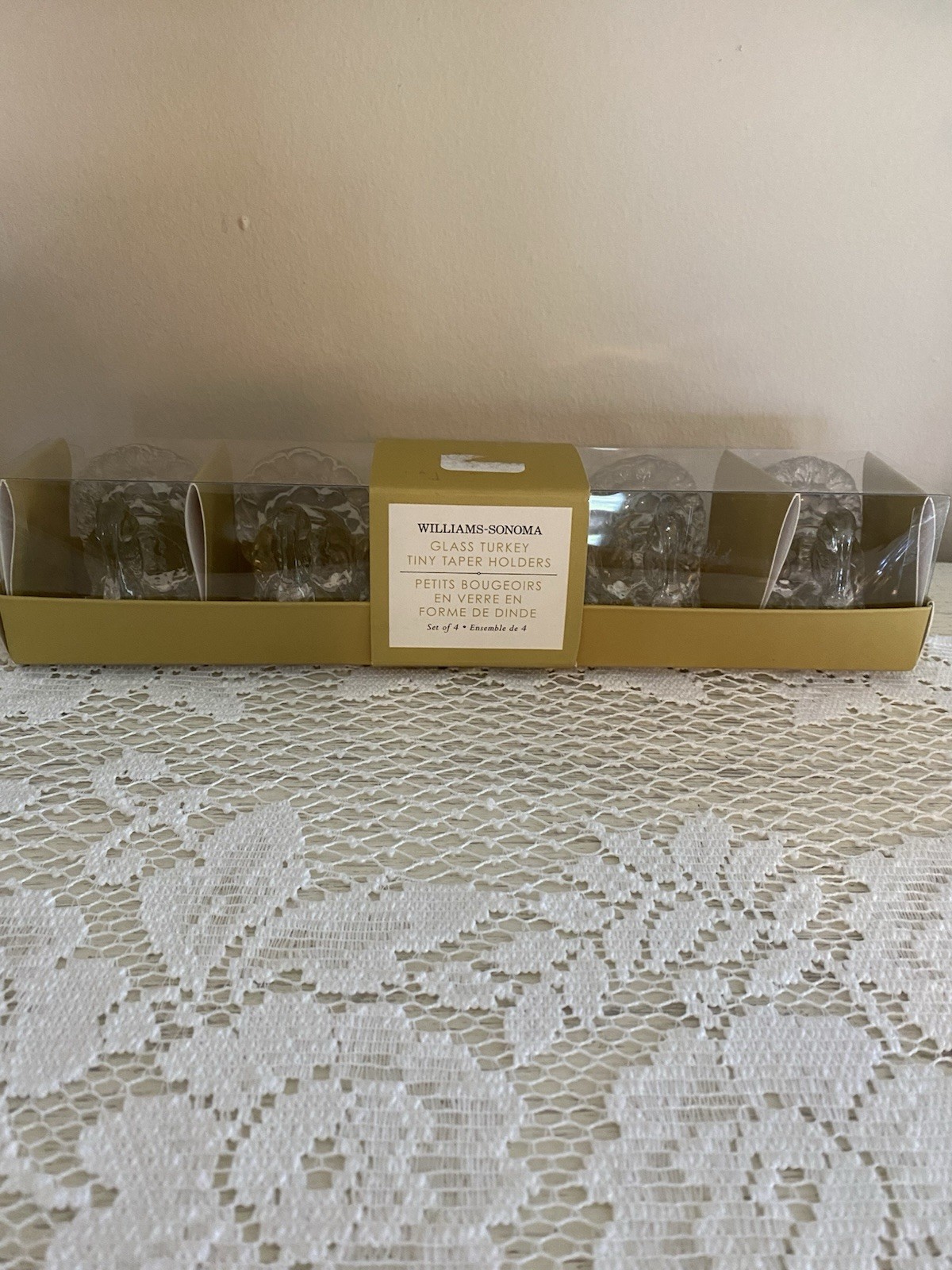 Williams Sonoma Turkey Tapers Set Of 4 Clear NEW