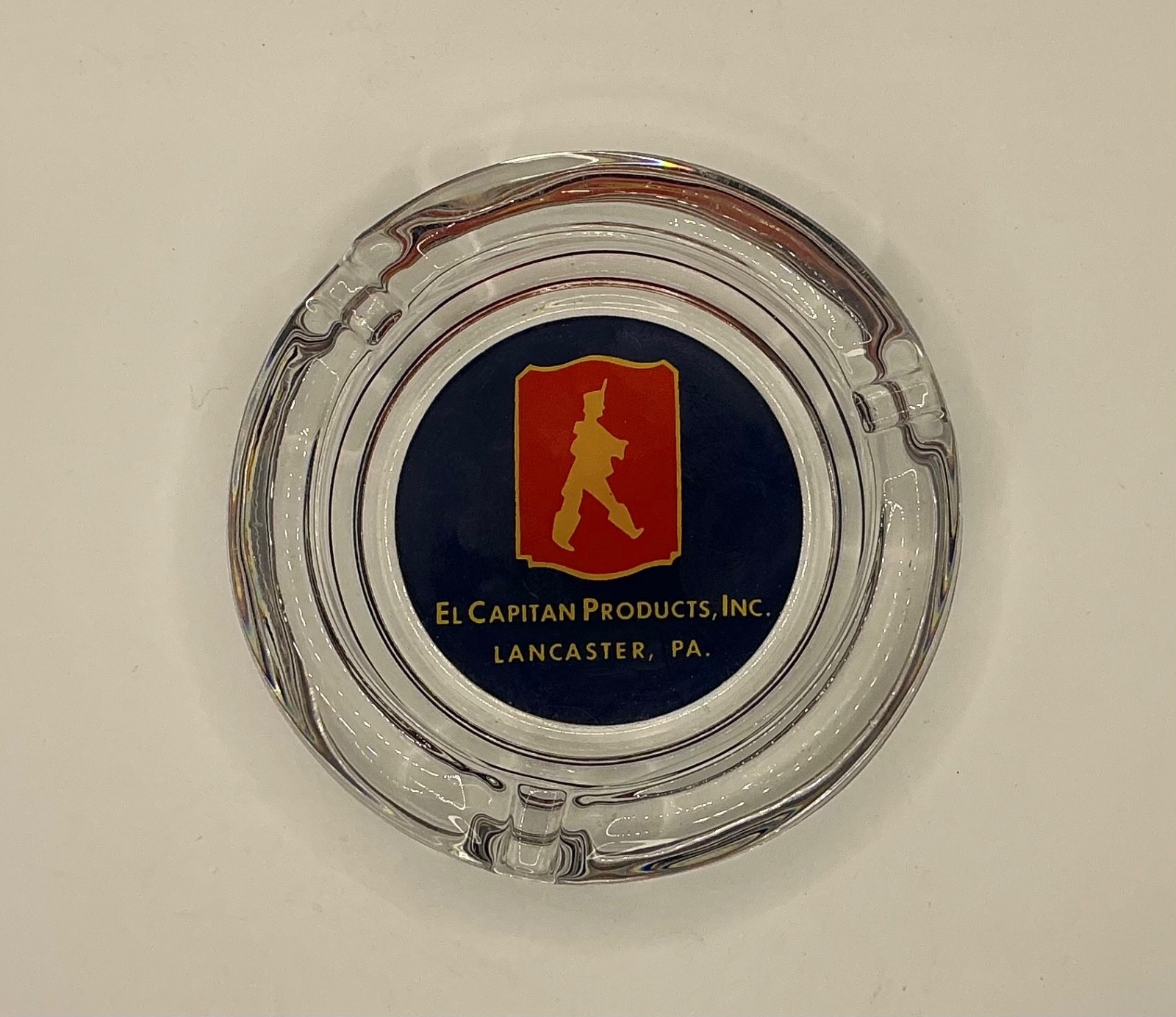 Vintage El Capitan Coffee Lithograph Glass Ashtray,  Lancaster Pa. 1960’s-1970’s