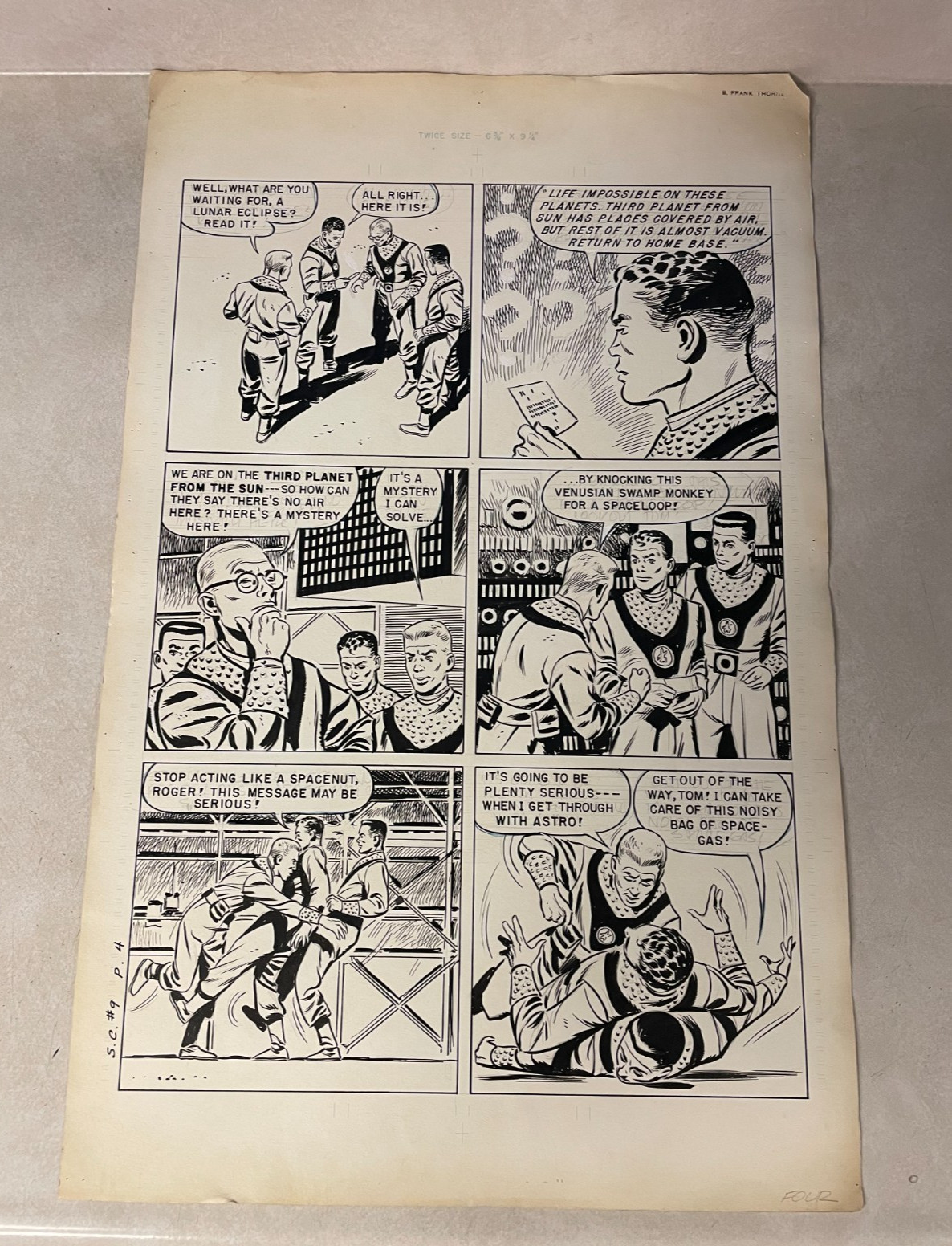 TOM CORBETT SPACE CADET original comic art 1954 FRANK THORNE ALIEN MESSAGE