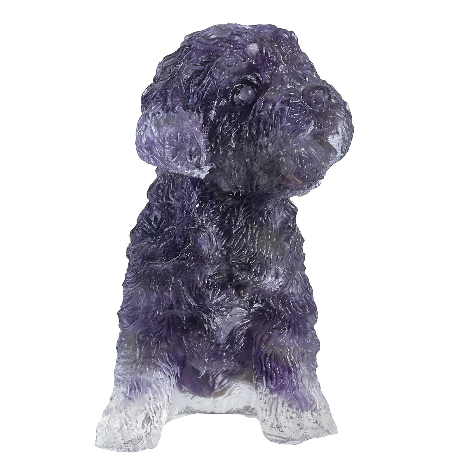 1 PCS 2.5 Inch Amethyst Crystal Poodle Figurine Resin Dog Statue Ornament