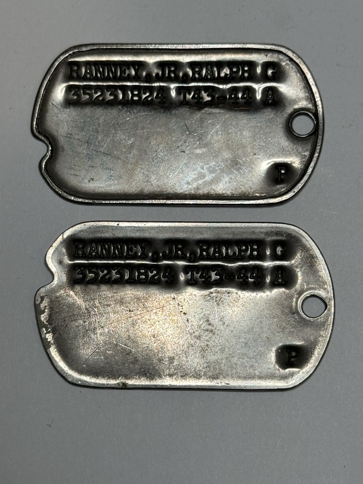 WWII (c.1943/44) US Army Dog Tags Ralph G Ranney Jr