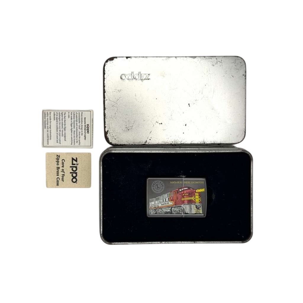 Sep 1998 Zippo Lionel Santa Fe F3 Diesel Locomotive Black Lighter Unfired Tin