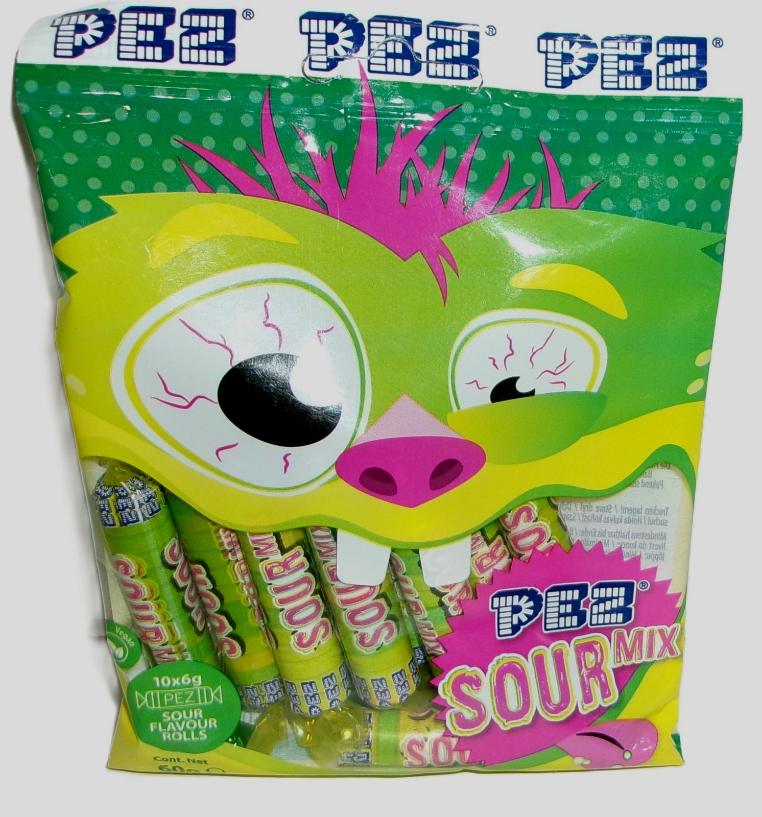 PEZ Candy Bag ~SOUR MIX ~ 10 ROLLS ~European Edition