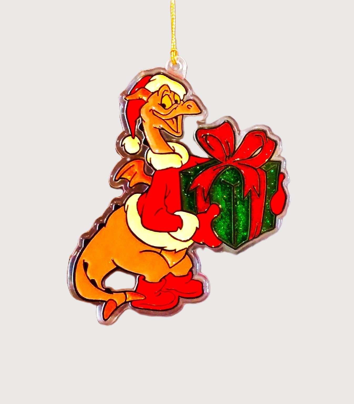 Vtg 1982 Disney Figment Purple Dragon Santa Xmas Ornament Monogram Glitter EPCOT
