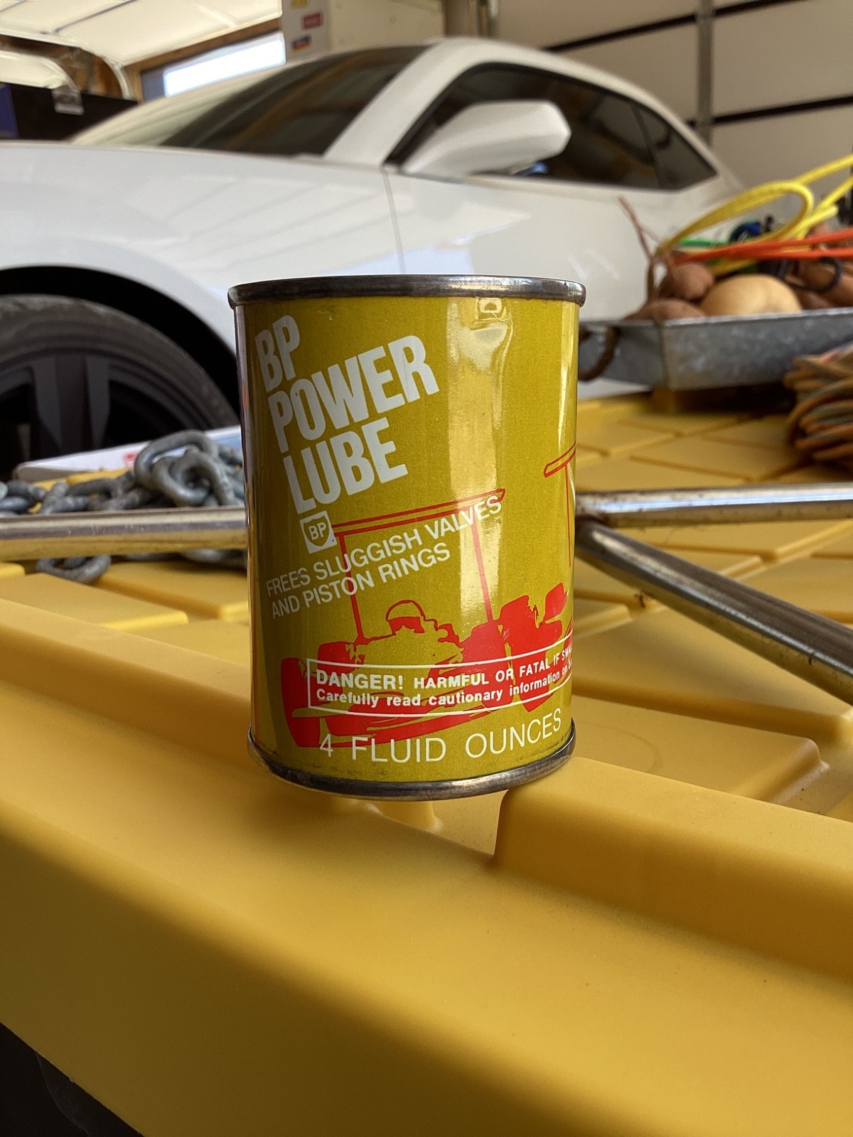 Vintage NOS BP Power Lube Metal Oil Can 4oz FULL