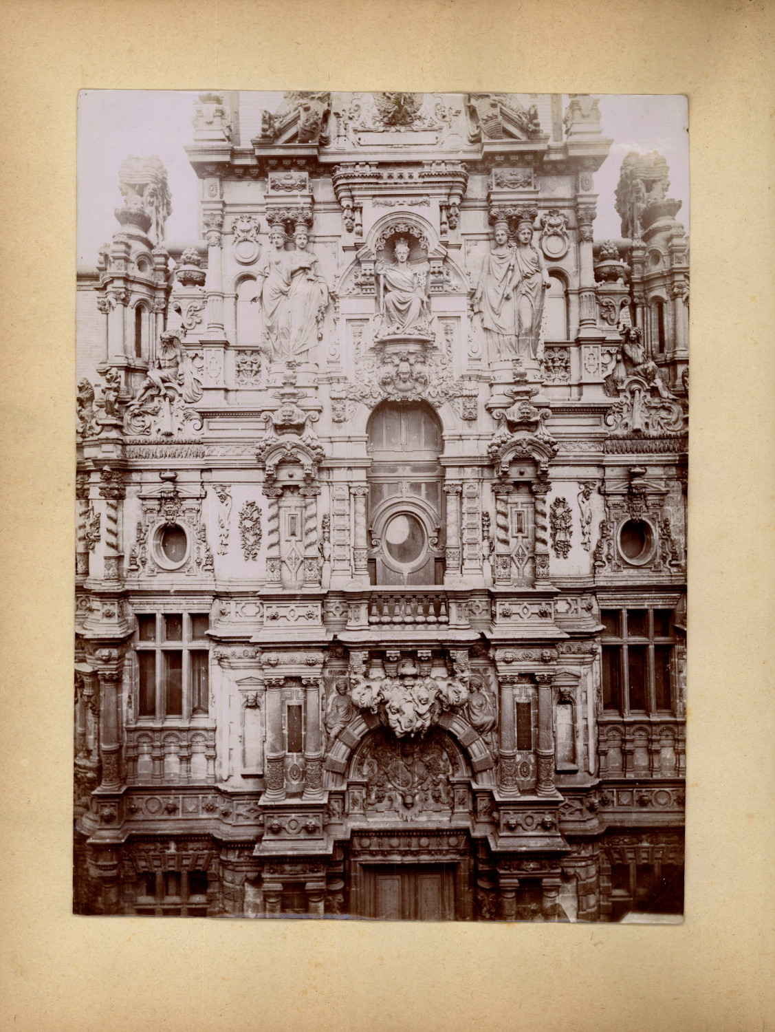 Charles Desavary, Arras, City Hall, Monumental Facade Vintage Print Strip