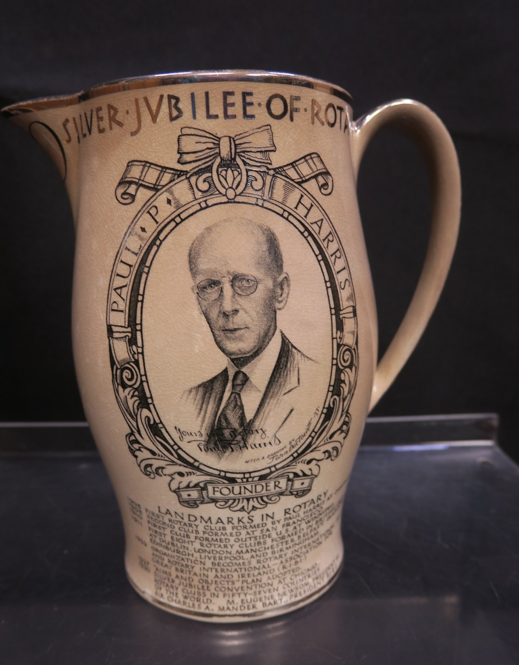Rotary International SILVER JUBILEE OF ROTARY PAUL HARRIS PITCHER (1930) Grays