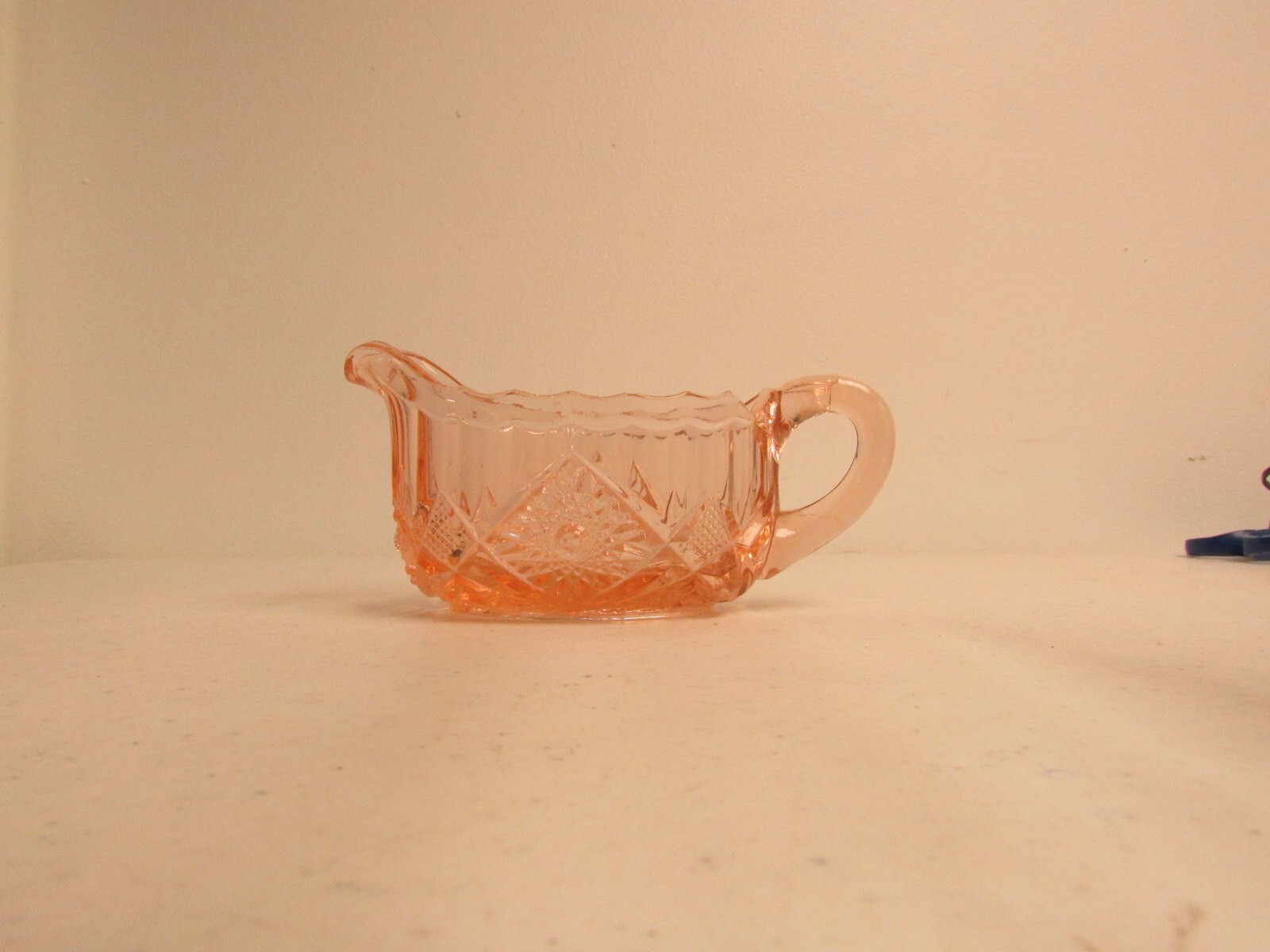 Pink Depression Glass Creamer Hobstat Pattern Vintage with only the creamer