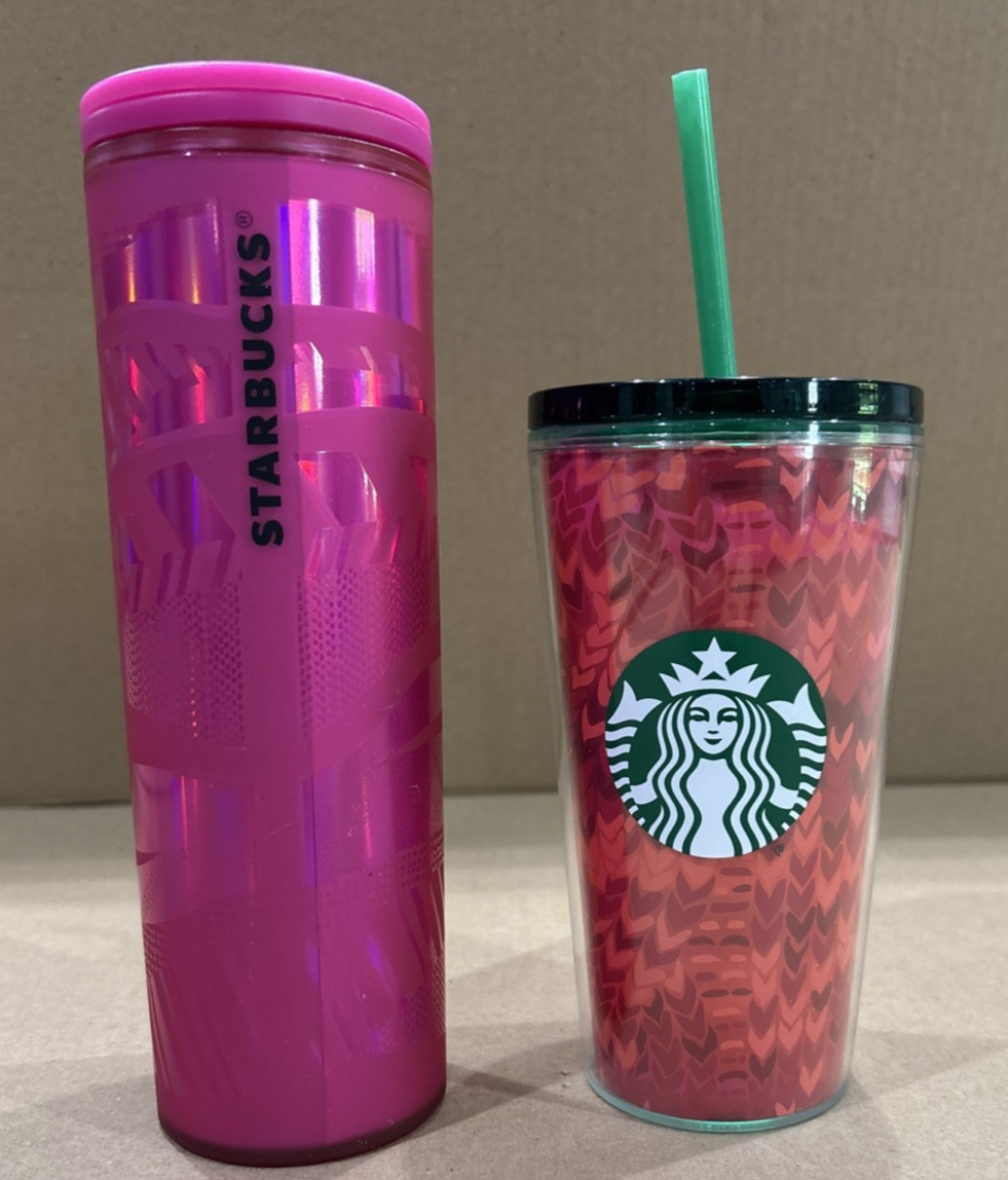 Starbucks Mugs Tumbler 16oz x2 Hot Pink Holiday 2022 Siren New & Used Coffee Tea Starbucks Mugs Tumbler 16oz x2 Hot Pink Holiday 2022 Siren New & Used Coffee Tea