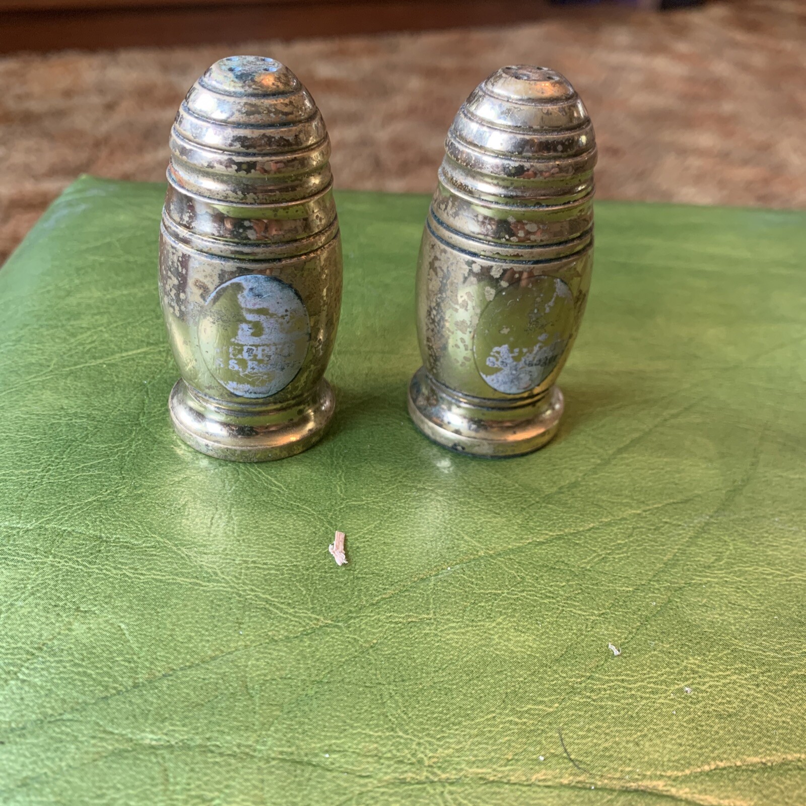 Vintage Solid Brass Salt & Pepper Shakers S.S. Badger Heavy  Small 2.75” Ship