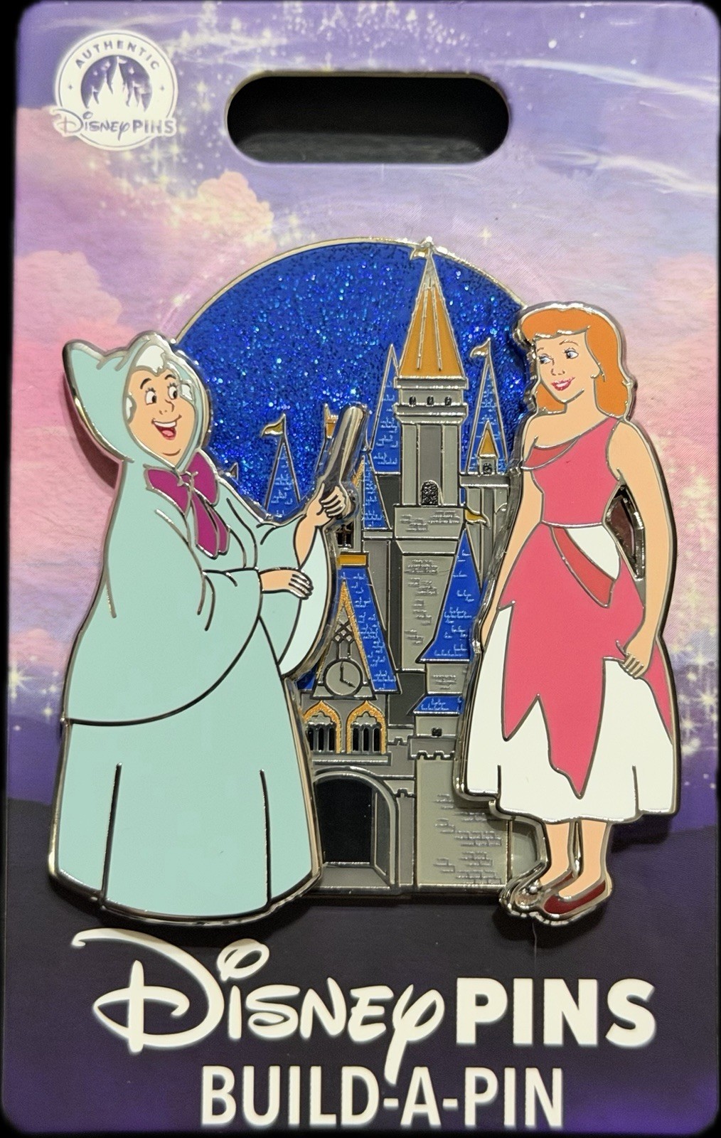 2026 Disney Parks Build A Pin 3 Pin Set Cinderella Fairy Godmother Castle New