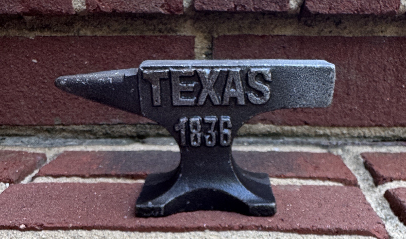 TEXAS 1836 Cast Iron Miniature Embossed Anvil - See Photos