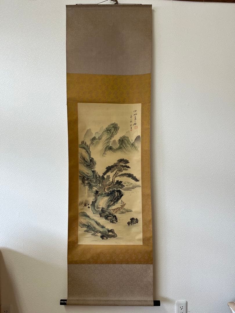 Japanese Ink Wash Scroll Landscape Painting Wall Art Antique