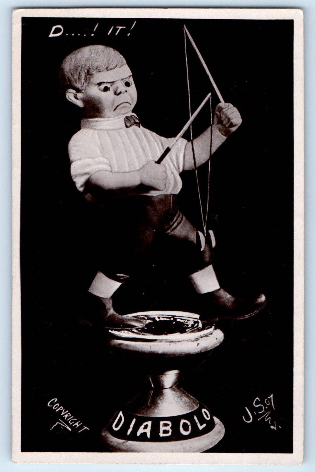 c1910's The Devil Playing Diabolo Game RPPC Photo Posted Antique Postcard c1910's The Devil Playing Diabolo Game RPPC Photo Posted Antique Postcard