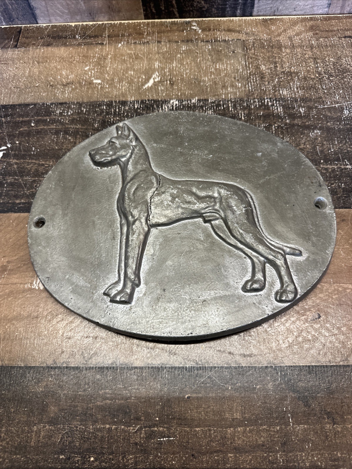 Vintage Cast Great Dane Trailer Plaque Emblem Badge 11 1/4” Part
