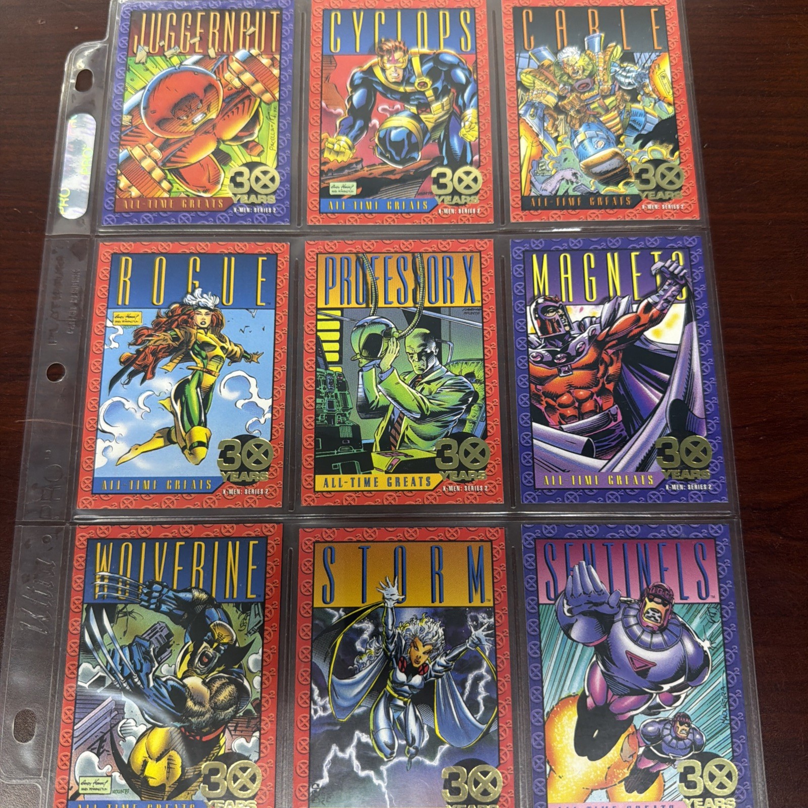 1993 X-Men Series 2 - 30 years GOLD FOIL Stamped Complete Set (G1-G9) Mint