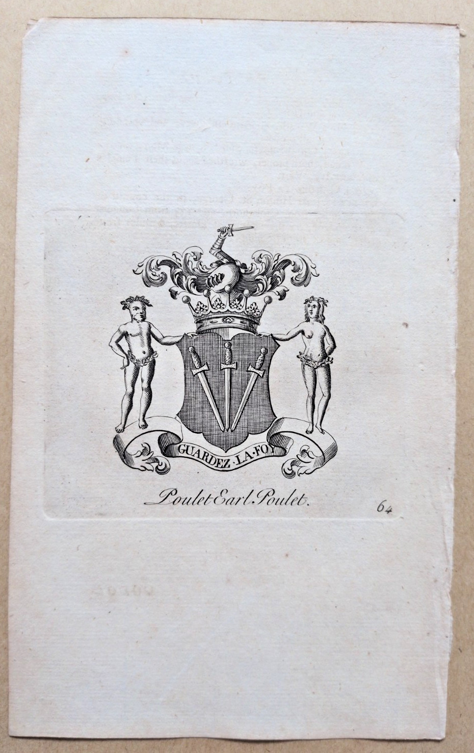 Coat of Arms & Crest - Antique Print - 1768 (Ref K3)