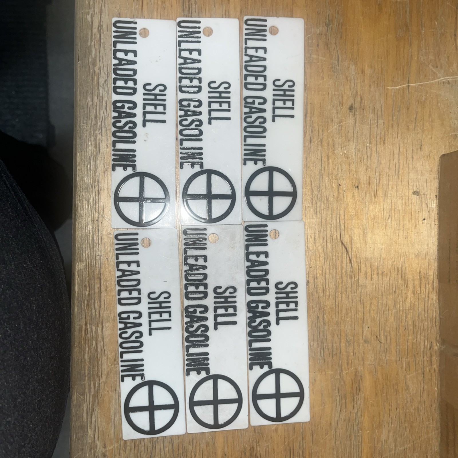VTG Shell Unleaded Regular Gasoline Plastic Gas Tag Lot Petrol White