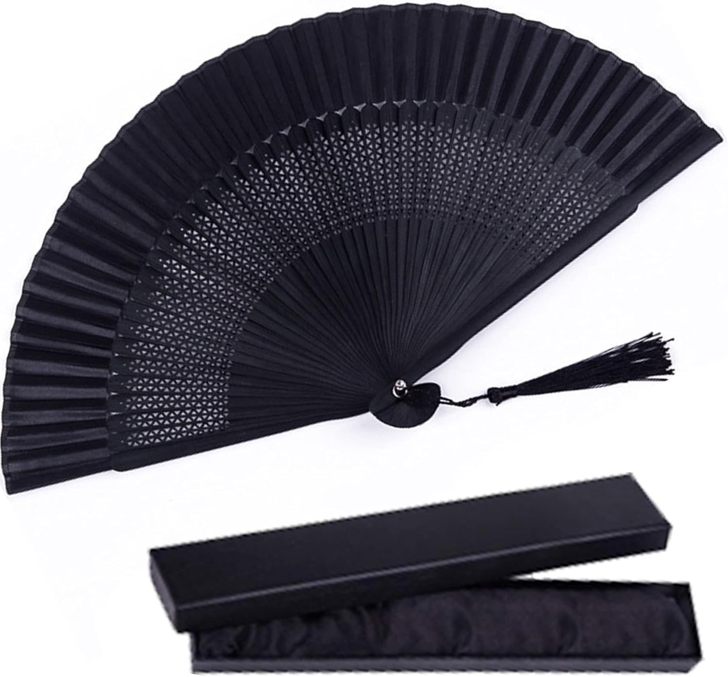 Silk Folding Fan, Bamboo Wood Hand Fan Japanese Vintage Retro Style Handmade Han