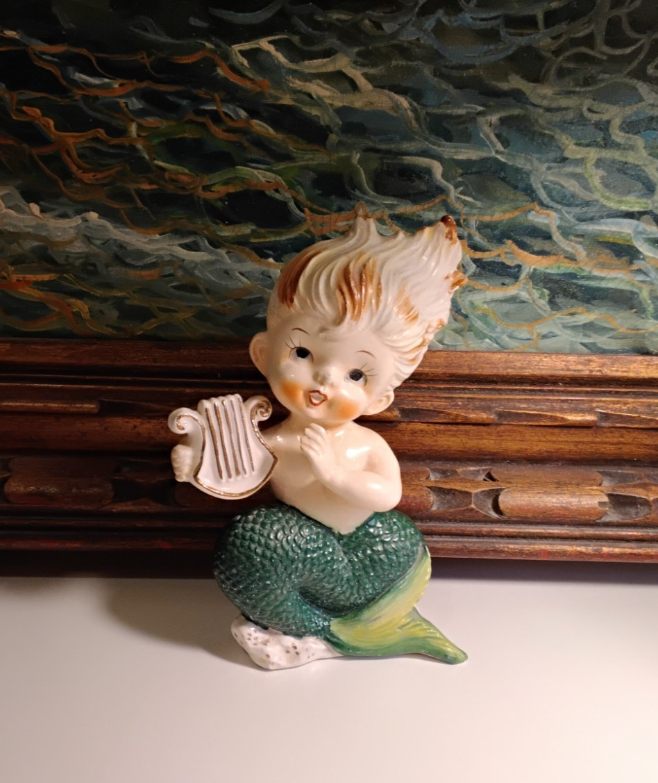 Vintage Bradley Mermaid with Harp Japan ceramic 