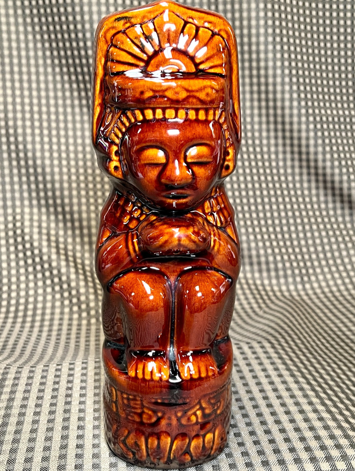 Empty Kahlua 11.5 Aztec Mayan Tiki Idol Ceramic Liquor Bottle Decanter Statue
