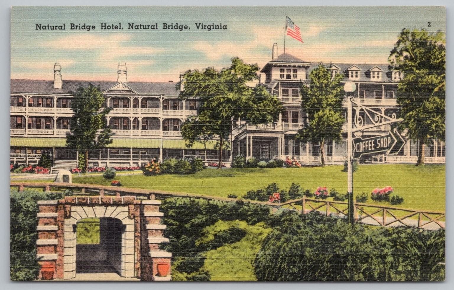 Natural Bridge Hotel Virginia Linen Postcard Tichnor Quality Views 1930s UNP
