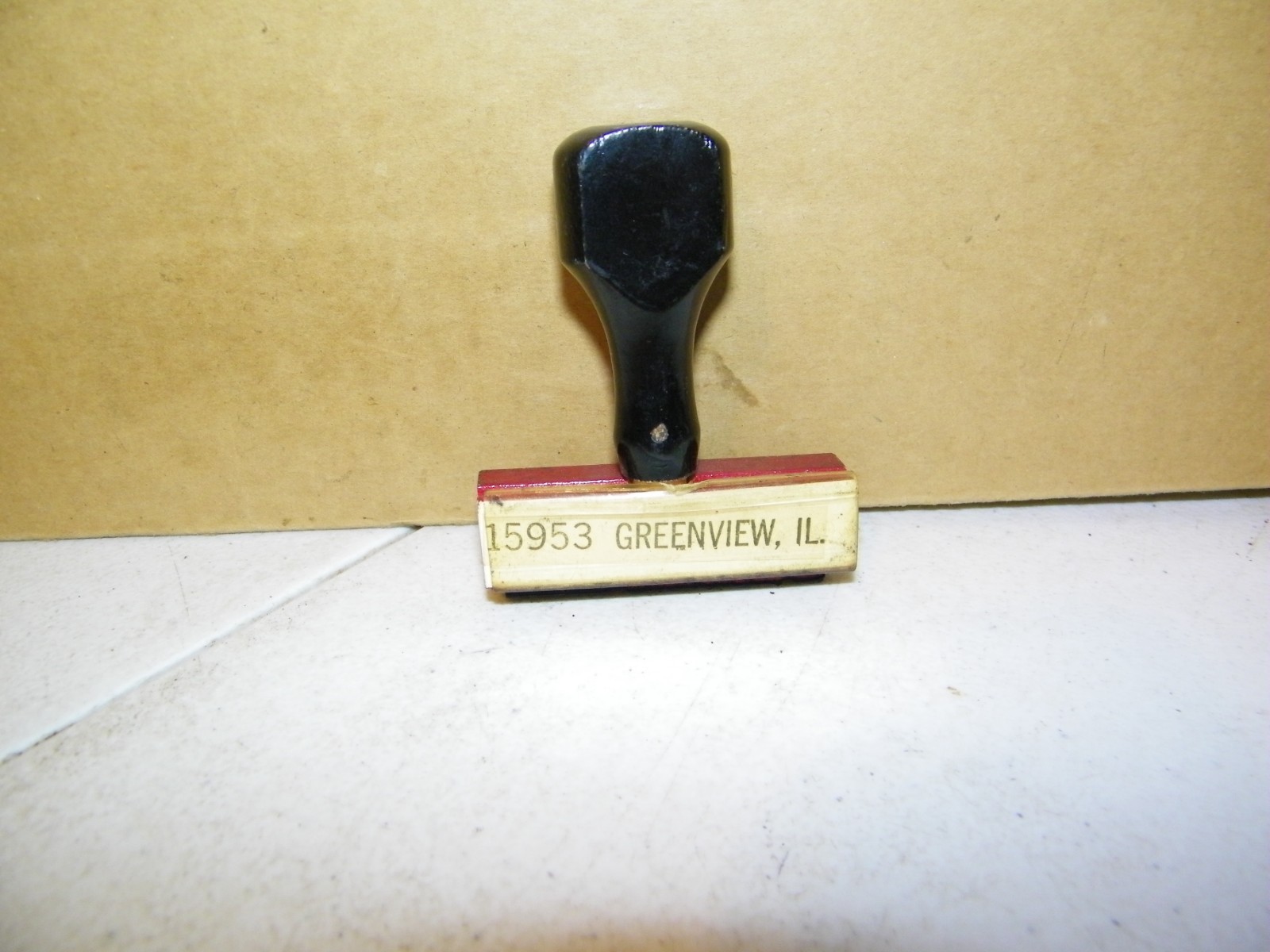Vintage Railroad Rubber Ink Stamp “15953 Greenview IL.” Illinois Central RR