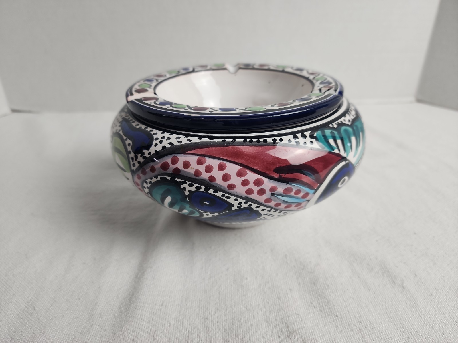 Moroccan VTG 2 PC Clay Glazed Ashtray 6 1/2 Moroccan VTG 2 PC Clay Glazed Ashtray 6 1/2