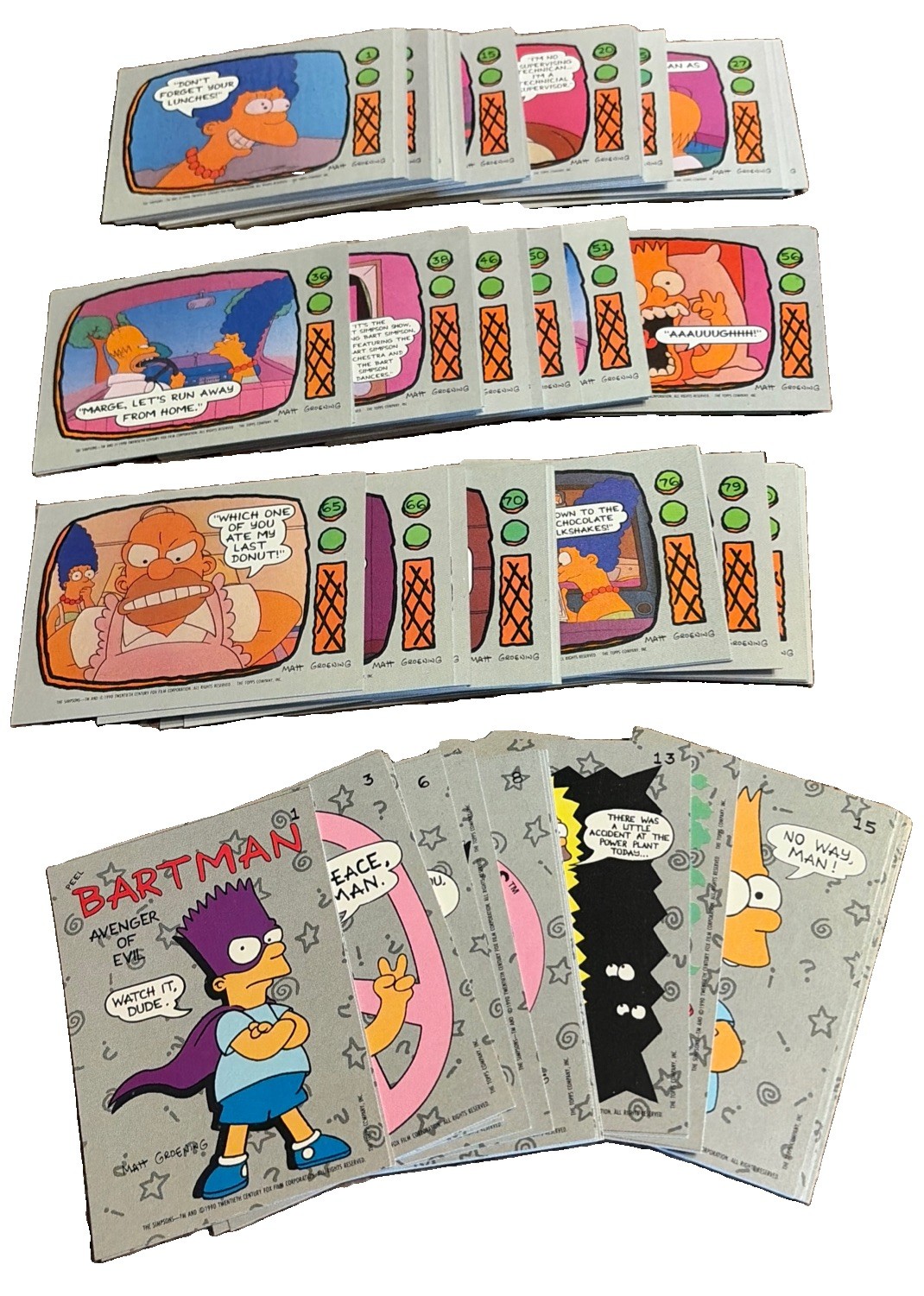 1990 Topps The Simpsons Complete Set Bartman #1 88 Cards 22 Stickers BART Rookie 1990 Topps The Simpsons Complete Set Bartman #1 88 Cards 22 Stickers BART Rookie