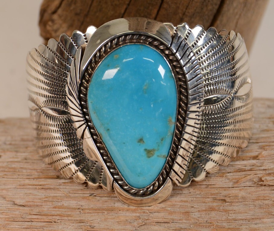 Large Navajo Cuff Bracelet - Large Turquoise - Late 20th/ Early 21st Century