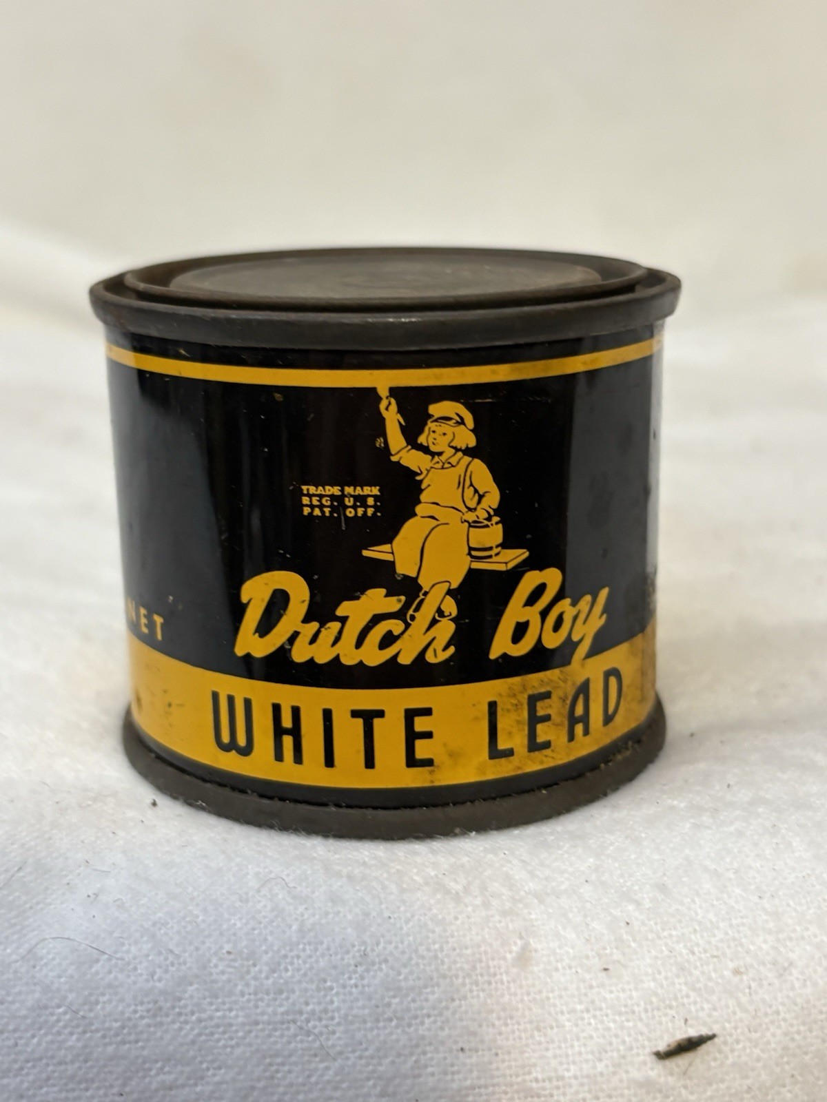Antique Dutch Boy White Lead Sample Tin Advertising Litho Can Full Near Mint