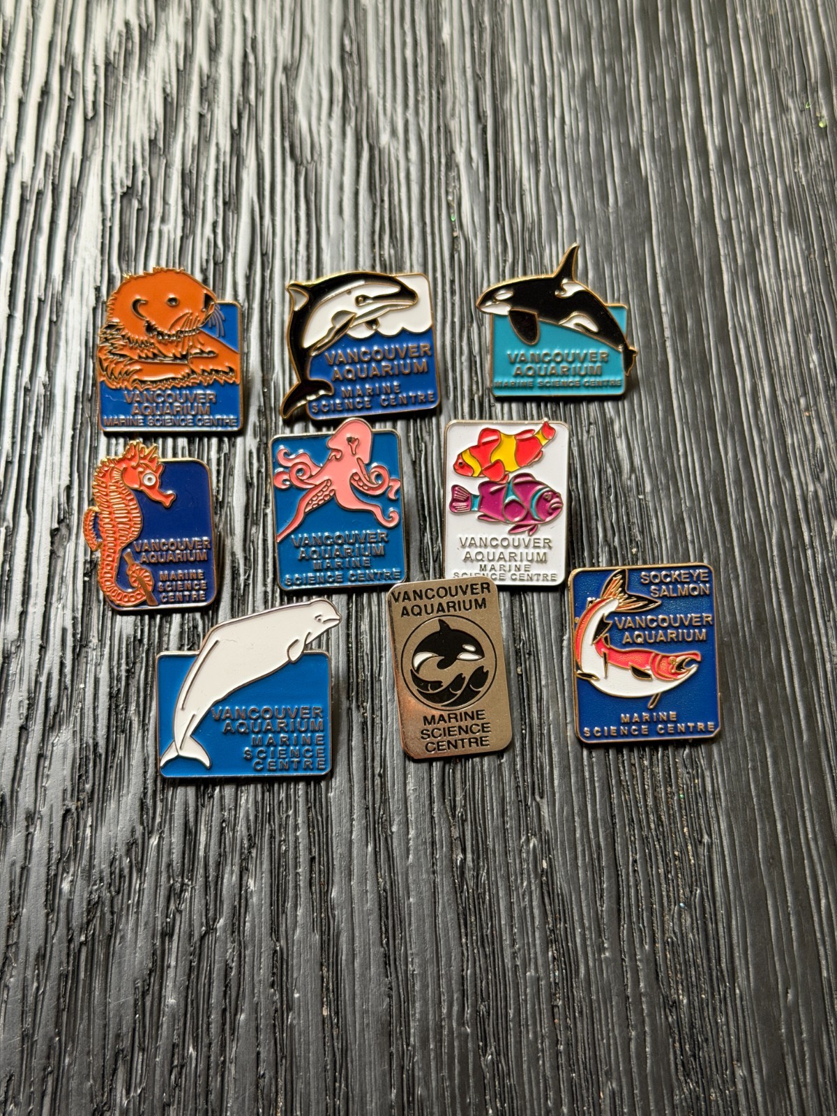 VINTAGE Vancouver Aquarium 2002 Canada Pins Lot of NINE Otter Octopus Orca Etc