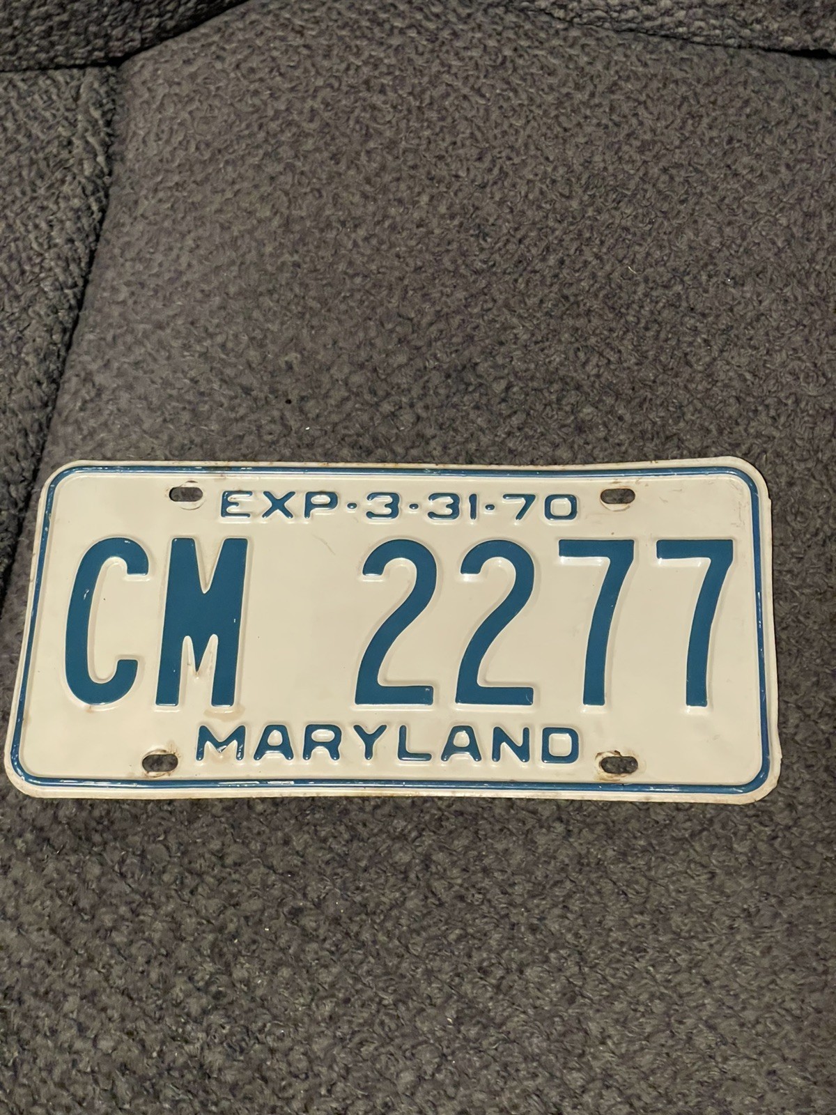 Vintage 1970   MARYLAND   License Plate  CM 2277