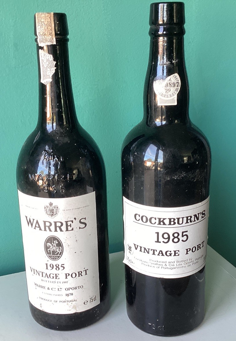 1985 Empty Vintage Port Bottles x 2 Cockburns and Warren’s