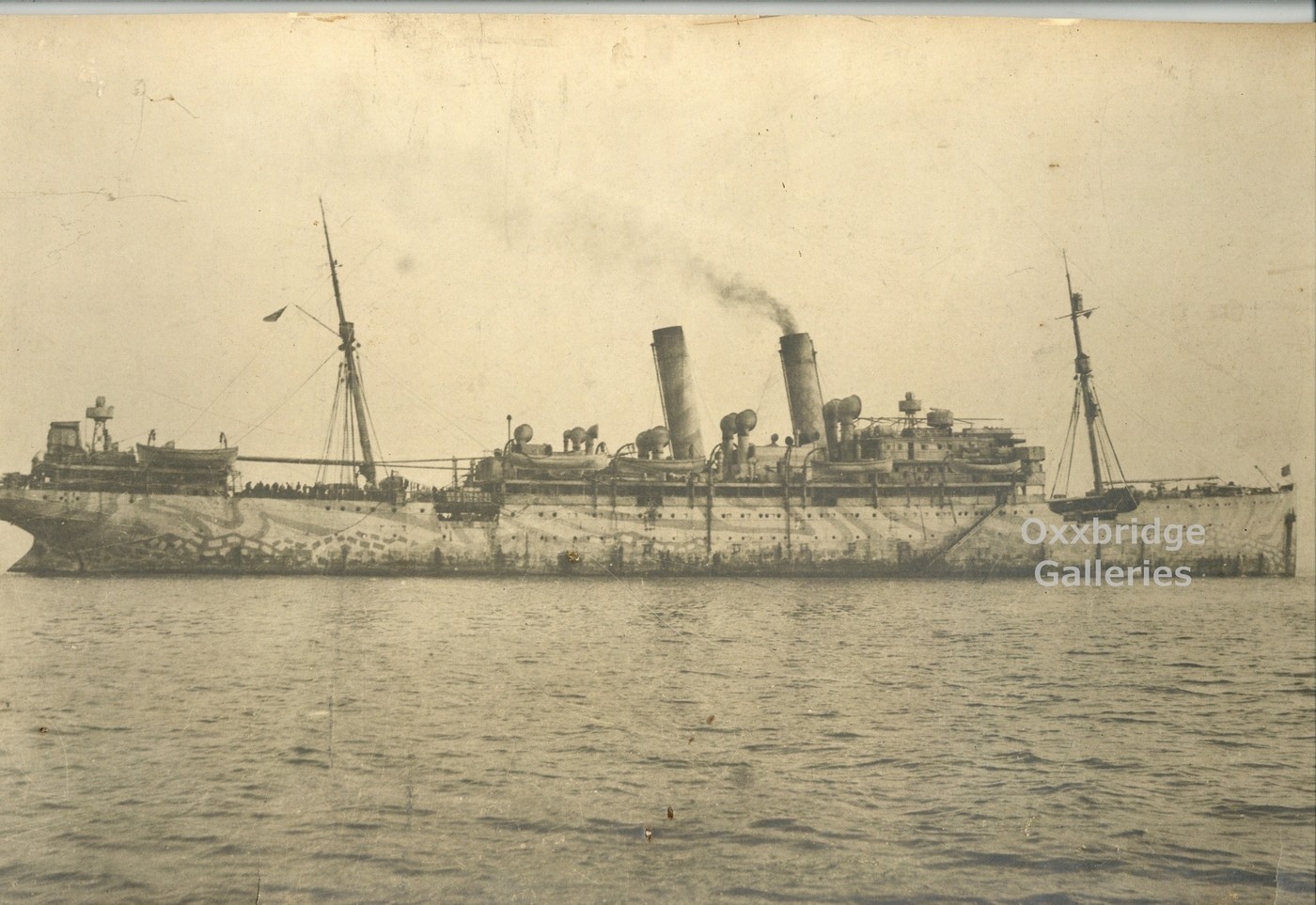 Razzle Dazzle Camouflage Warship 1910 Photo 18x12 Oversize Cabinet WWI XL92