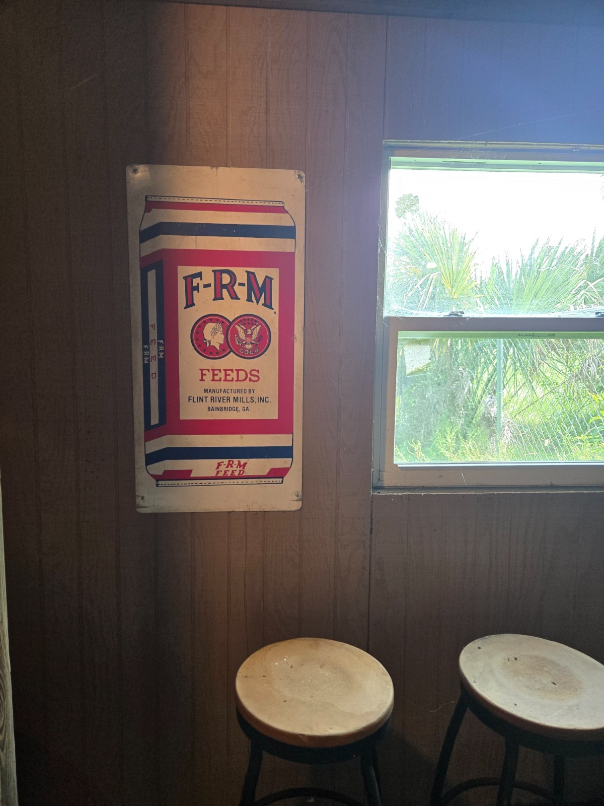 vintage F R M feed metal sign