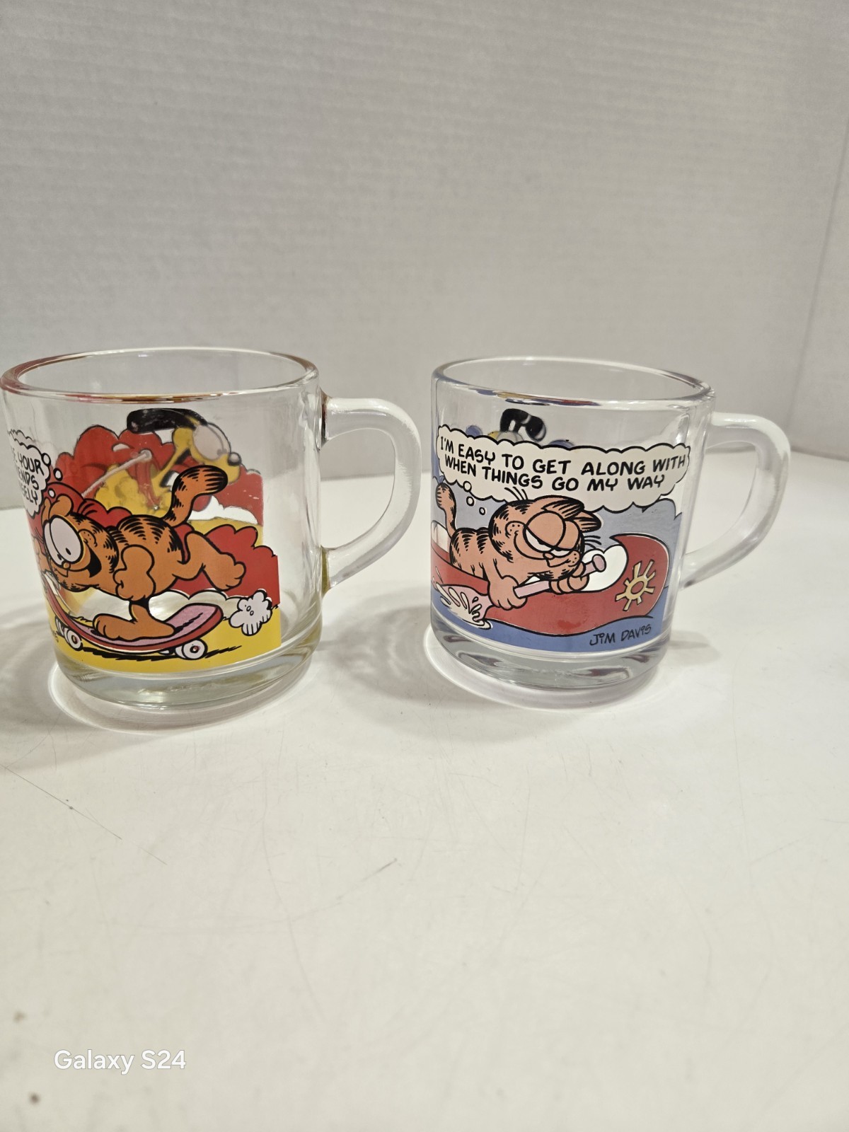 Vintage 1978 MCDONALD\'S  GARFIELD Set Of (2) Glass Mugs- Made In USA