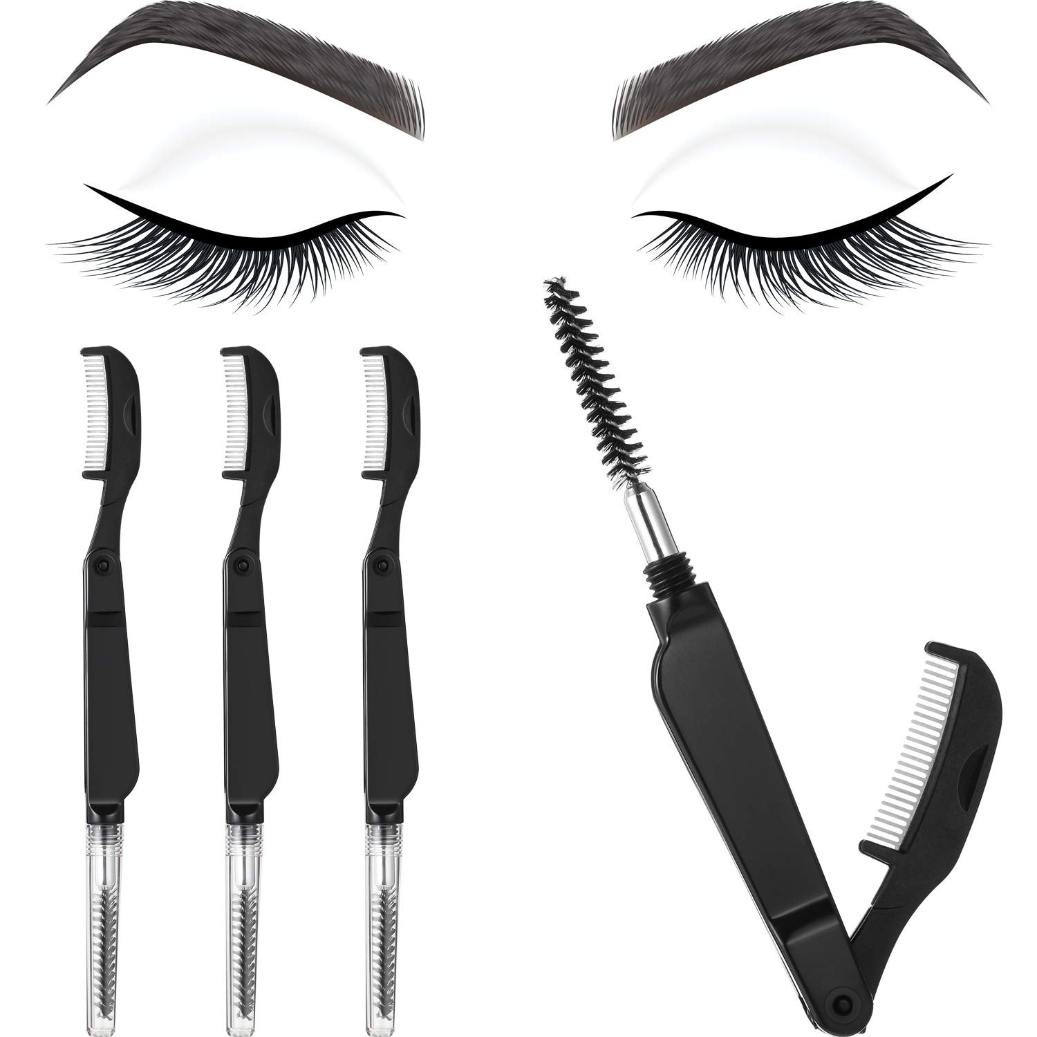 Eyelash Comb Eyebrow Comb Foldable Stainless Lash Separator Tool Eyelash