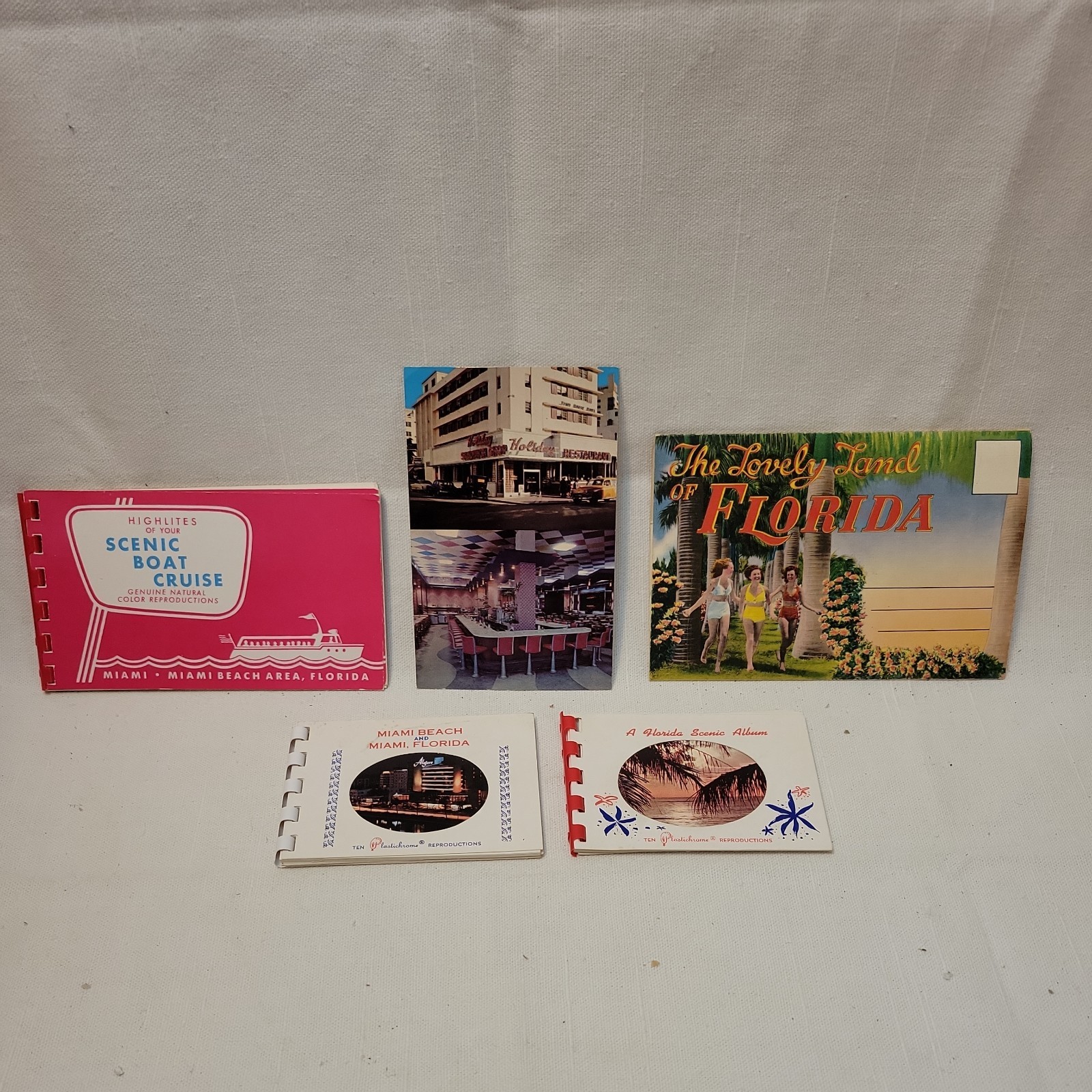 Lot Vintage Plastichrome Reproduction Postcard Miami Beach Florida Souvenir Pics