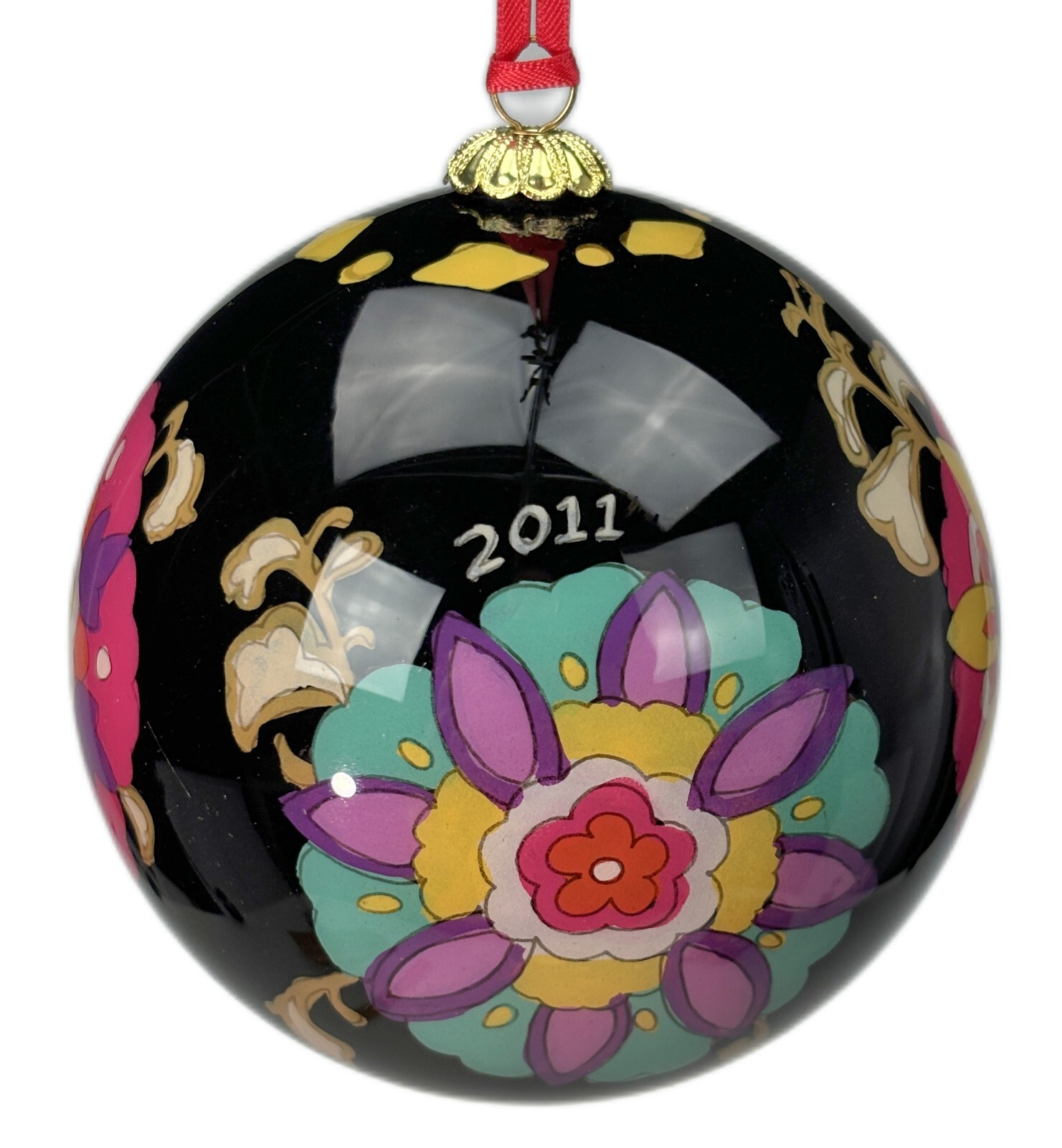 4.5” Vera Bradley Suzani 2011 Li Bien Glass Ball Christmas Ornament