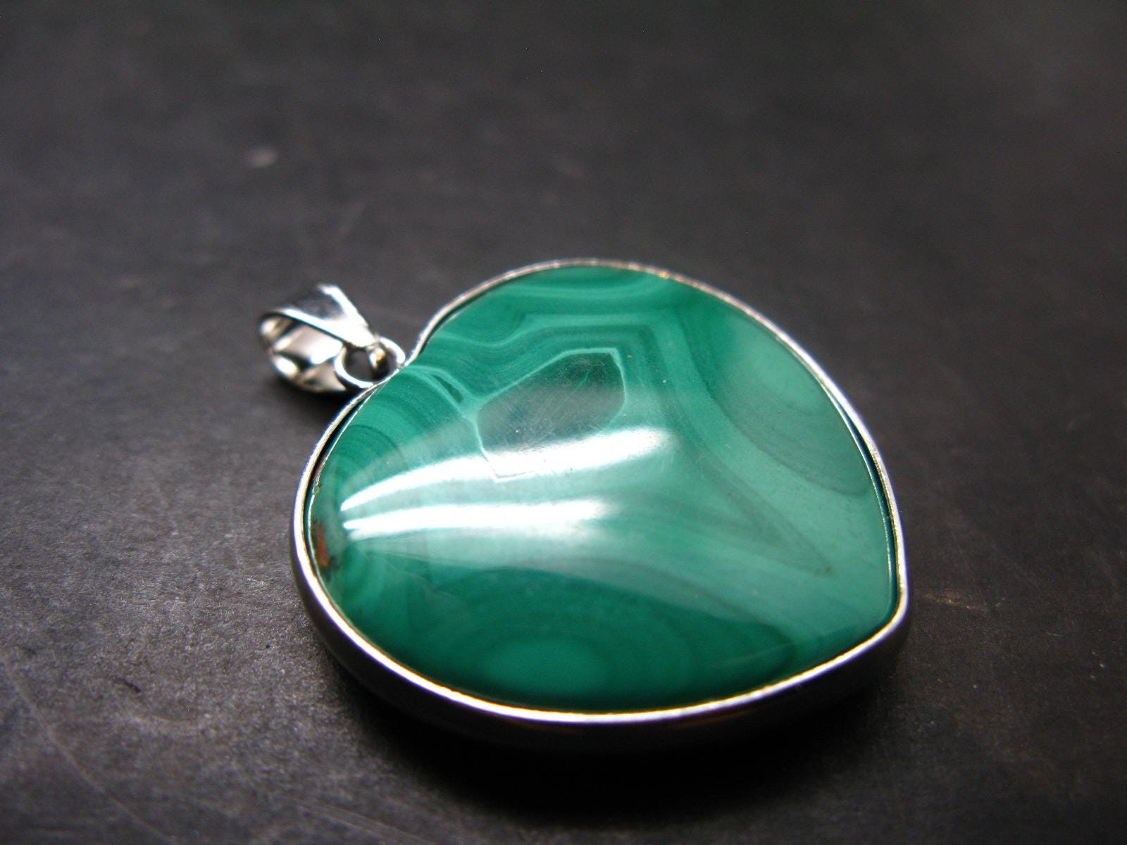Vivid Vibrant Green Malachite Sterling Silver Pendant - 1.4\